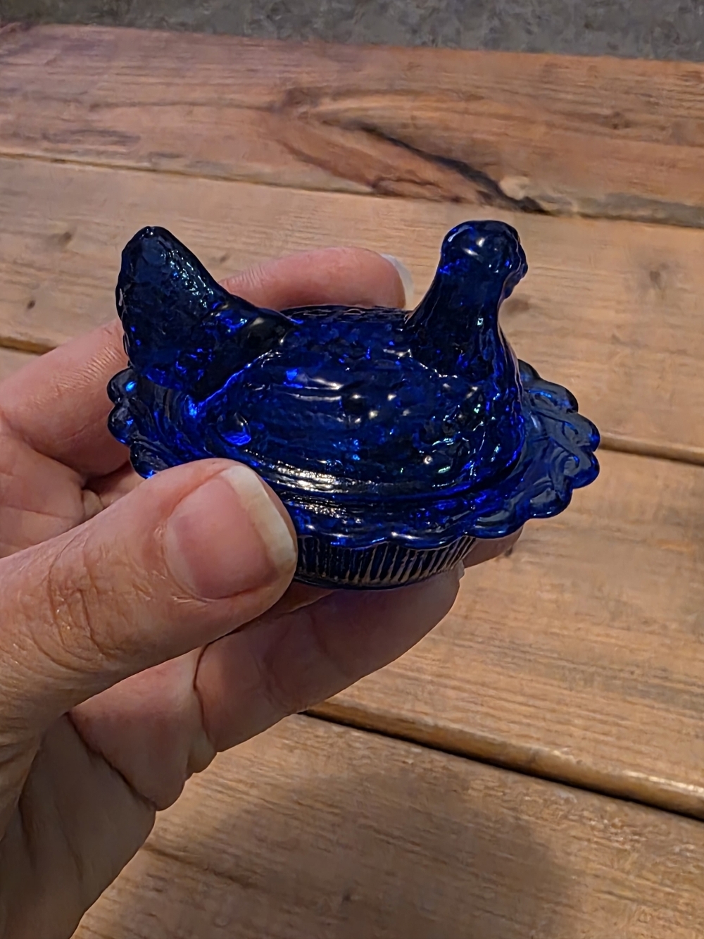 Mosser Cobalt Blue Glass Hen on Nest